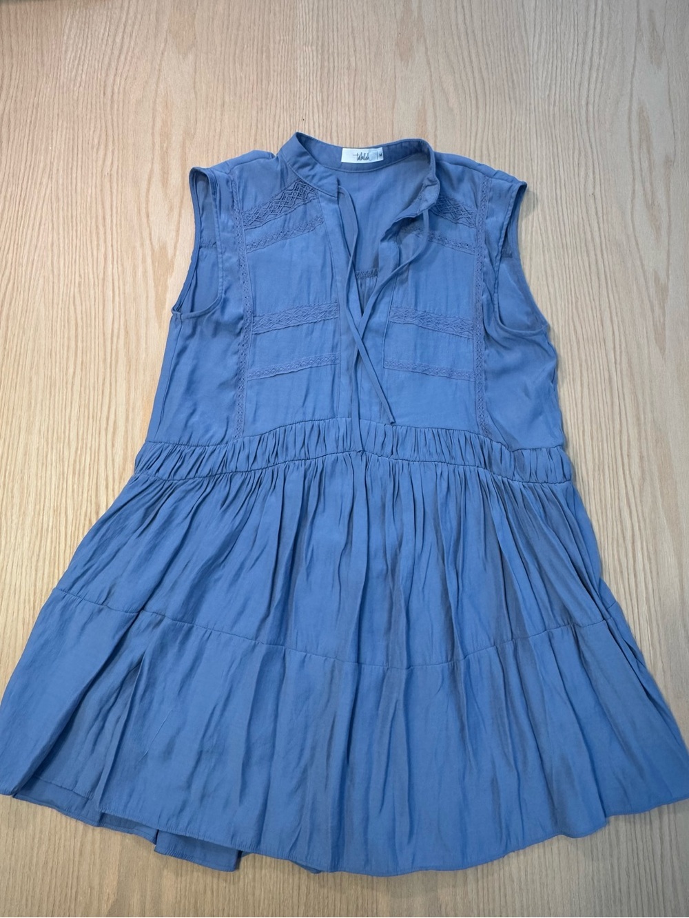 TALULAH Dusty Blue Sleeveless Tiered V-Neck Dress